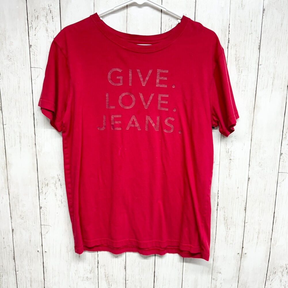 American Eagle Shirt Men Size Small‎ Give Love Dream Short Sleeve Red Cotton Top